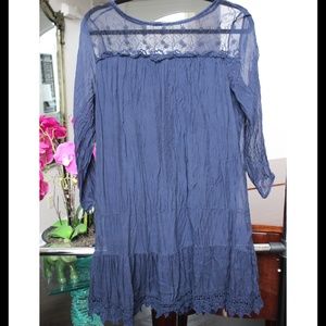 PRONTOMODA GIUSY SILK & LACE BABYDOLL BOHO DRESS